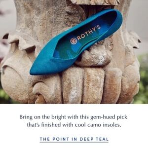 Rothy's The Point Deep Teal Woodland gem camo insole women's size 6